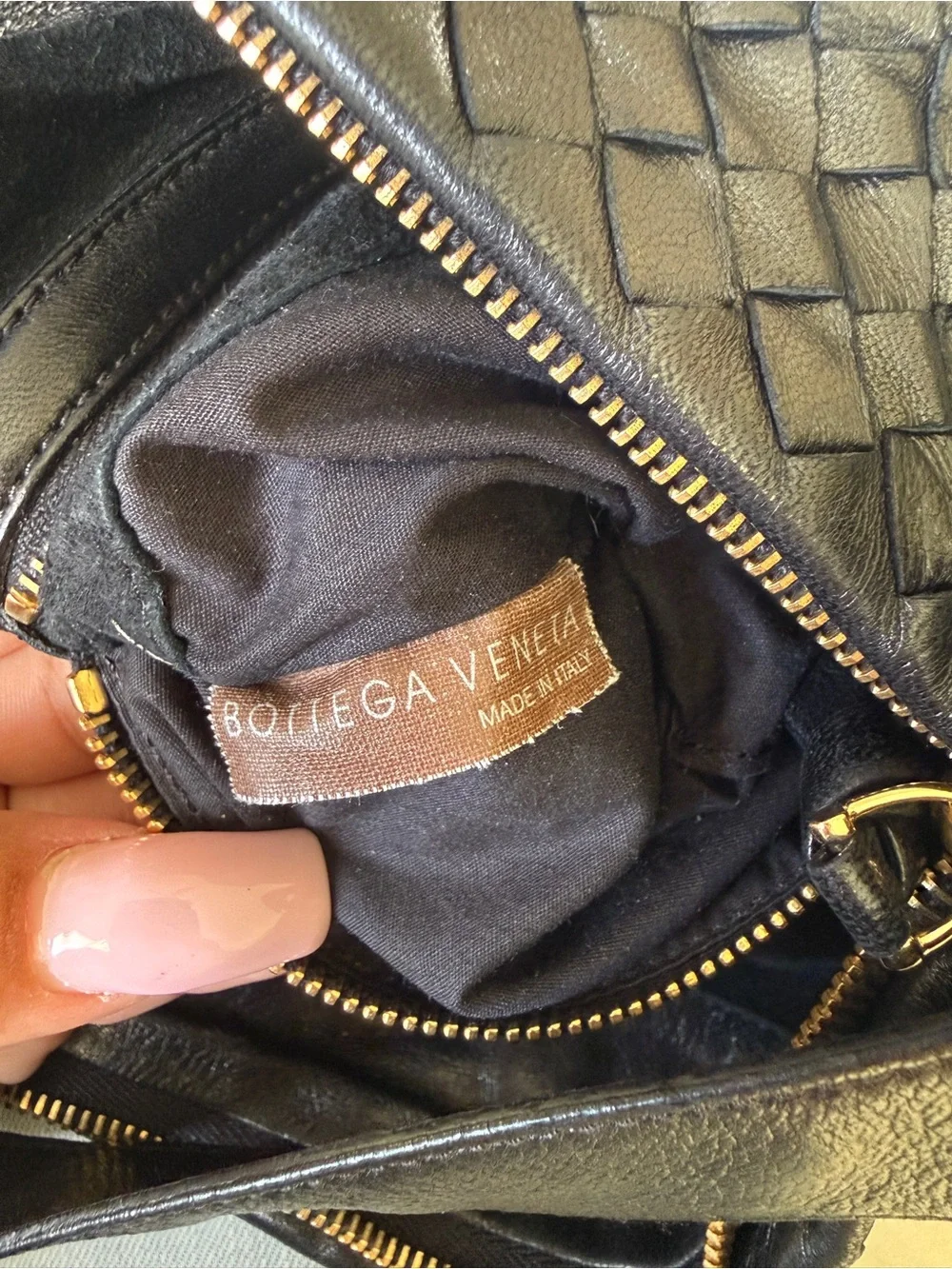 Bottega Veneta Black Woven Leather Hobo Bag
